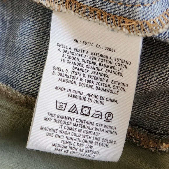 Anthropologie Pilcro & The Letterpress Denim Jacket Green Sleeves Military Boho - Picture 9 of 12